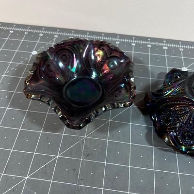 2 Amethyst Glass Dishes Antique