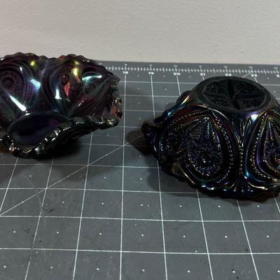2 Amethyst Glass Dishes Antique