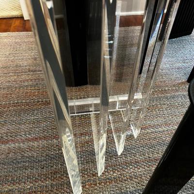 Modern Lucite Based Table, Glass and 6 Chairs Pietro Constantini