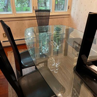 Modern Lucite Based Table, Glass and 6 Chairs Pietro Constantini