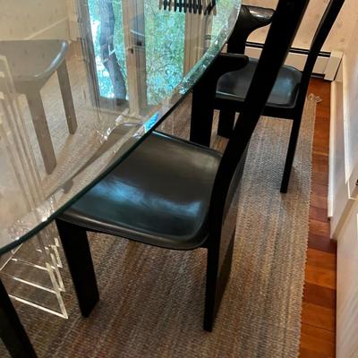 Modern Lucite Based Table, Glass and 6 Chairs Pietro Constantini