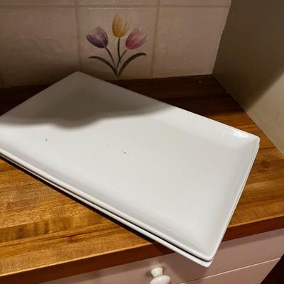 White Ceramic Serving ITEMS: Platters, Bowls, Cups, Etc.