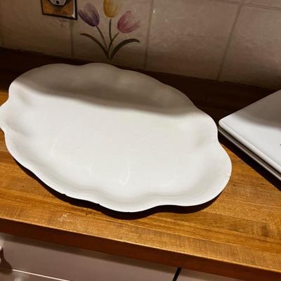 White Ceramic Serving ITEMS: Platters, Bowls, Cups, Etc.