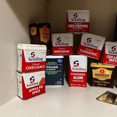 Collection of Metal Spice Tins 