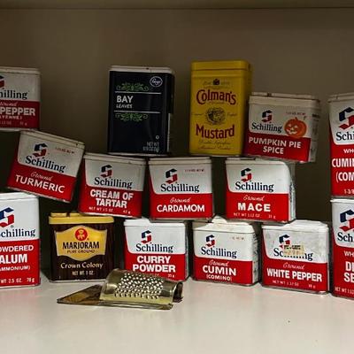 Collection of Metal Spice Tins 