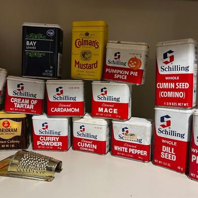 Collection of Metal Spice Tins 