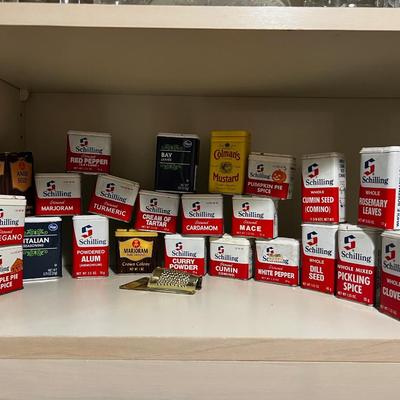 Collection of Metal Spice Tins 