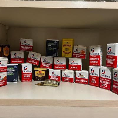 Collection of Metal Spice Tins 