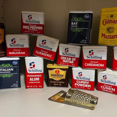 Collection of Metal Spice Tins 