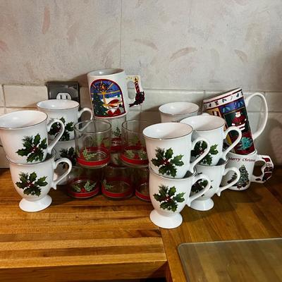 China and Glass Christmas Berry Mugs and Glasses