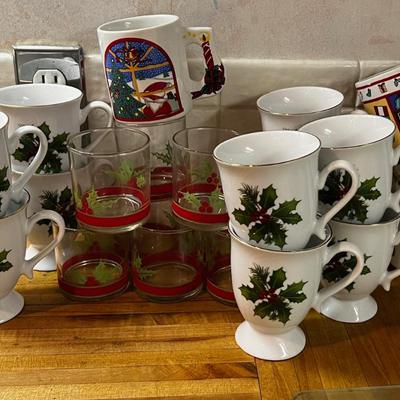 China and Glass Christmas Berry Mugs and Glasses