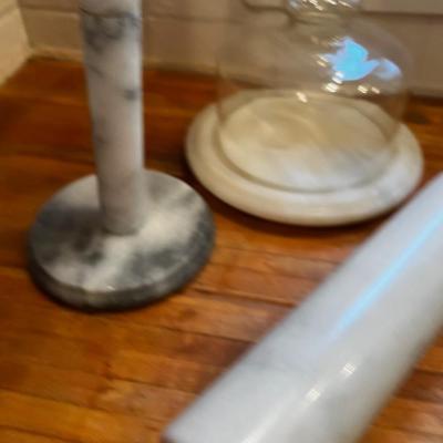 The Marble Set: Paper Towel, Rolling Pin and Covered Cheese Server