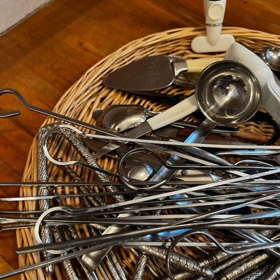 Mixed Tray of Utensil; Spoons, Knives, Skewers, Etc.