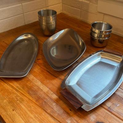 Large lot of Stainless Steel Serving Items