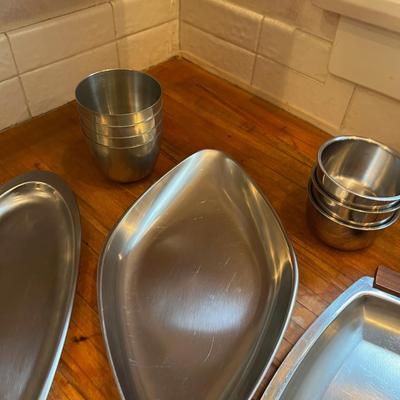Large lot of Stainless Steel Serving Items