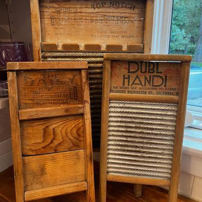 3 Antique Wash Boards 