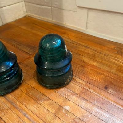 Glass Insulators PAIR BLUE