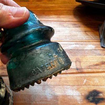 Glass Insulators PAIR BLUE