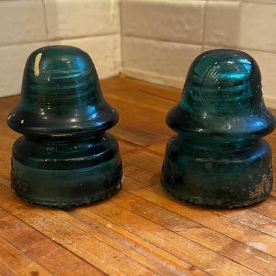 Glass Insulators PAIR BLUE