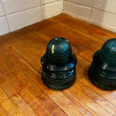Glass Insulators PAIR BLUE
