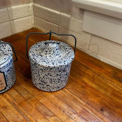 2 Vintage Sponge Ware Crocks Small 