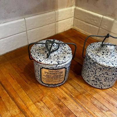 2 Vintage Sponge Ware Crocks Small 