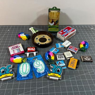 Fire Starter Items: Candles, Matches, Ashtray, Match Safe