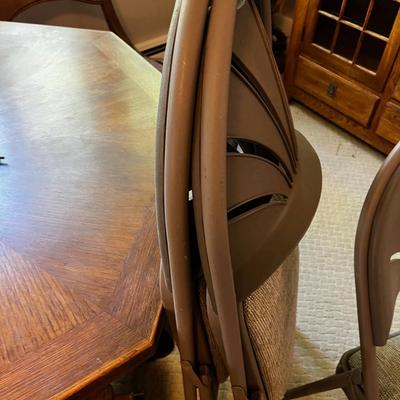3 Brown Metal and Plastic Folding Chairs 