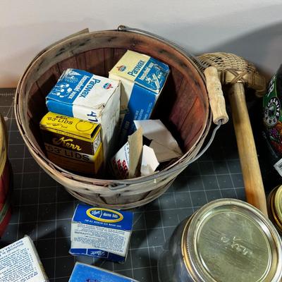 Canning Supplies Pot, Gathering Basket, Lids Galore, Wax etc. 