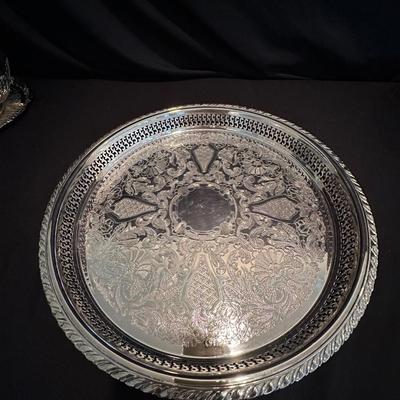 Gorham Silver Plate Trays, Lazy Susan, Bowls and Basket (LR-KL)