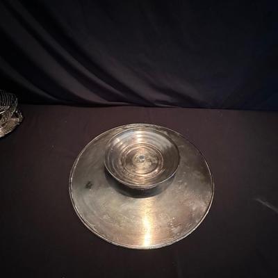 Gorham Silver Plate Trays, Lazy Susan, Bowls and Basket (LR-KL)