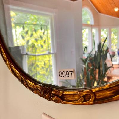 Vintage Empire Style Mirror Gilt Wood Frame 25"