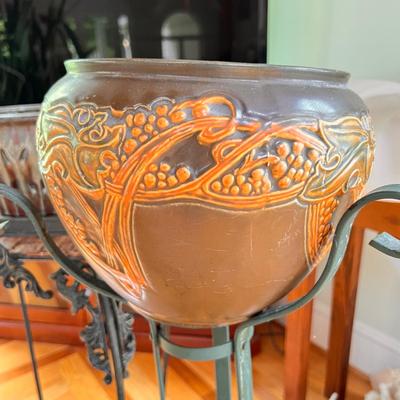Lot Vintage Metal Plant Stands w Planters