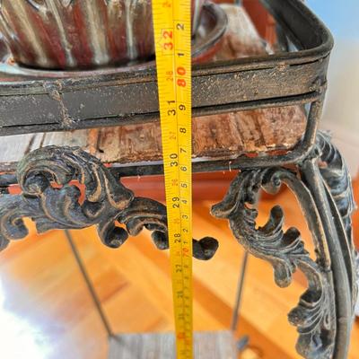 Lot Vintage Metal Plant Stands w Planters