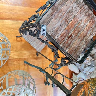 Lot Vintage Metal Plant Stands w Planters