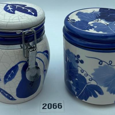 Blue Ceramic Canister Containers