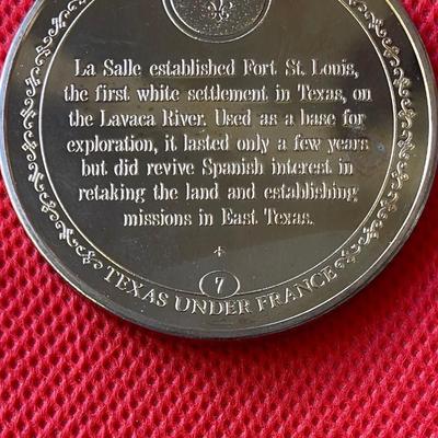 Fort St Louis Established by La Salle 1685, Franklin Mint, Coin, Medal, Exonumia, Medallion, Numismatic, Token, Texas, Texana, France French