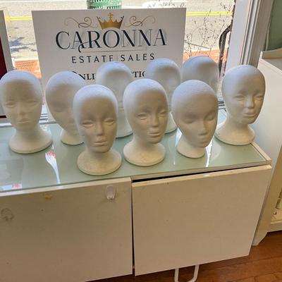 554 Set of 9 Styrofoam Head Displays