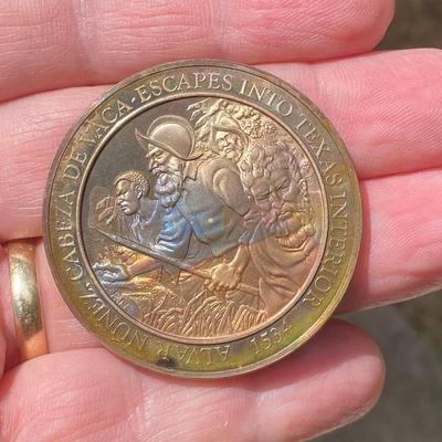 Alvar Nunez, Cabeza de Vaca , into Texas 1534 Franklin Mint, Coin, Medal, Exonumia, Medallion, Numismatic Texas under Spain Texana Spaniards