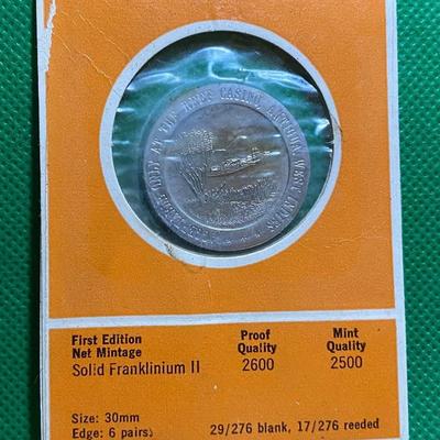 1969 REEF CASINO Antigua, West Indies, Uncirculated Proof, Half Dollar Gaming Token, Franklin Mint, Numismatic, Coin, Exonumia Gambling RARE