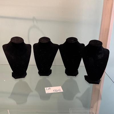 564 Set of 4 Black Velvet Style Neck Displays