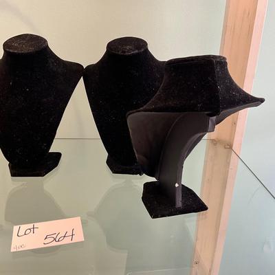 564 Set of 4 Black Velvet Style Neck Displays
