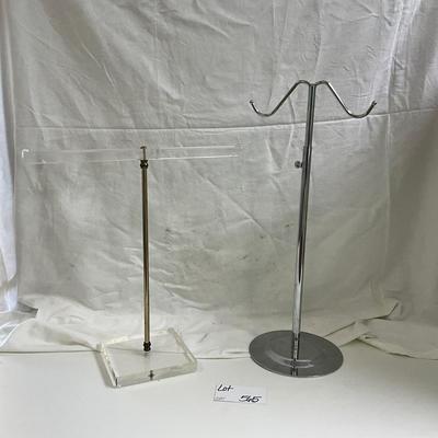 565 One Acrylic T Bar Display and One Double Hook Stainless Steel Adjustable Display Rack