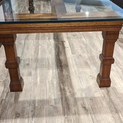 Large Mahogany Column Coffee Table