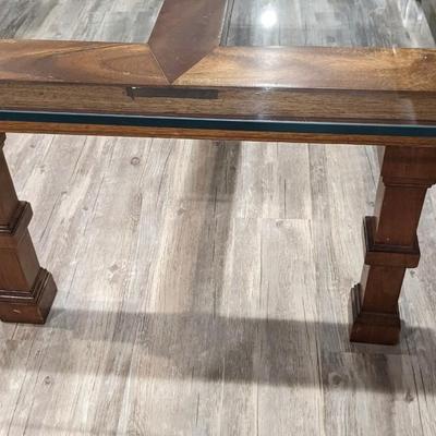 Large Mahogany Column Coffee Table