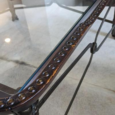 Iron and Glass Nailhead Coffee Table