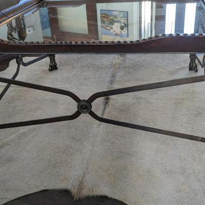 Iron and Glass Nailhead Coffee Table
