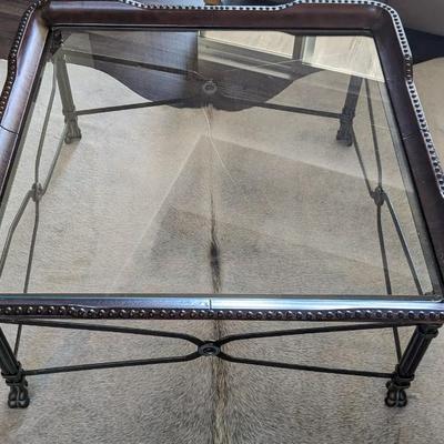 Iron and Glass Nailhead Coffee Table
