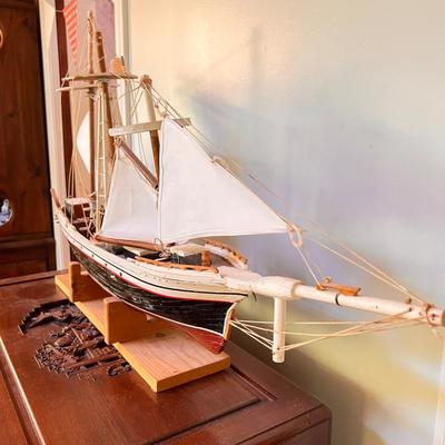 Vintage Wooden Scale Model Ship