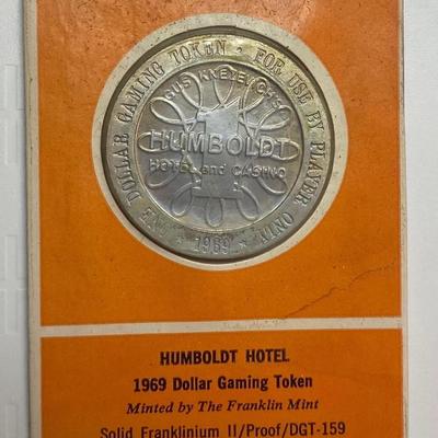 1969 Humbolt Hotel & Casino, Winnemucca Nevada, Uncirculated Proof, Dollar Gaming Token, Franklin Mint, Casino, , Coin, Exonumia, Gambling